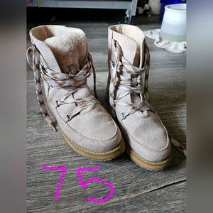 Furry Lace Up Boots